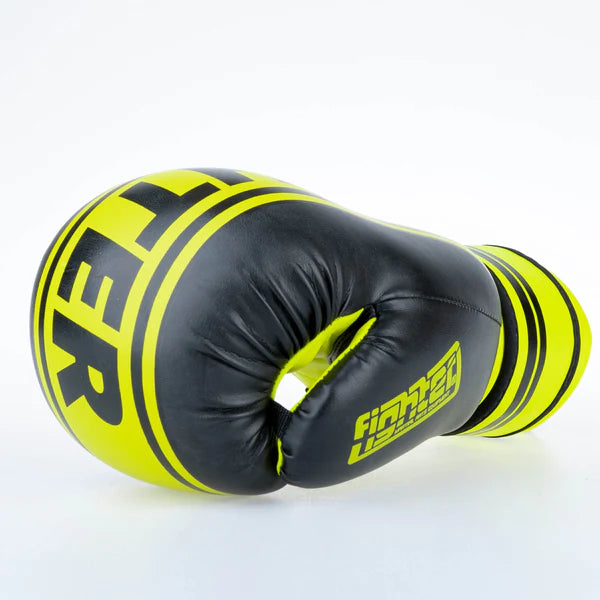 Fighter Boxing Gloves Basic Stripe - neongul/svart