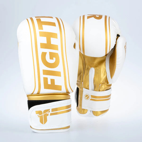 Fighter Boxningshandskar Basic Stripe - vit/guld