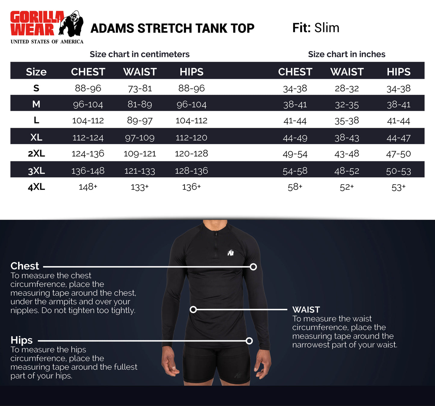 Gorilla Wear Adams Stretch linne, svart