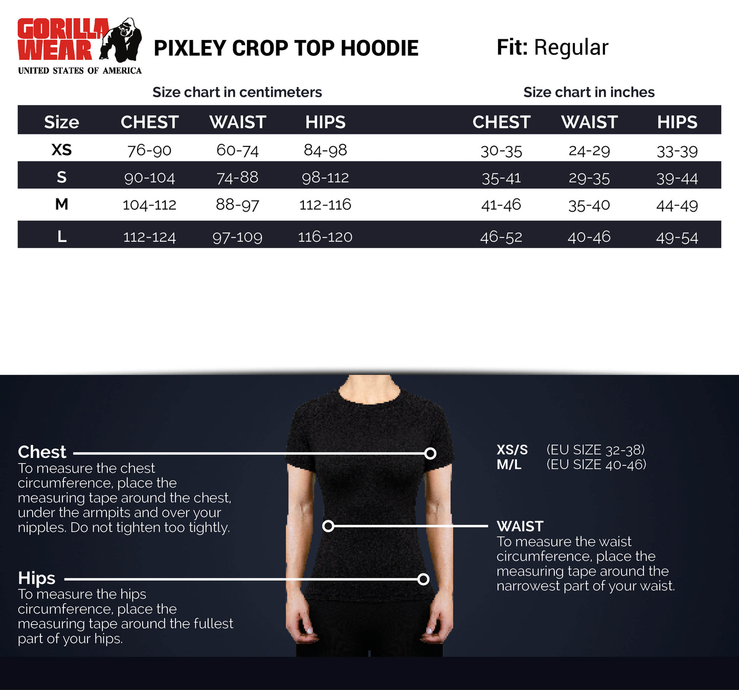 Gorilla Wear Pixley Crop Top Hoodie, svart