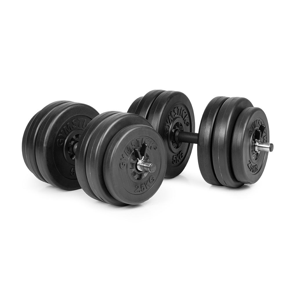GYMSTICK 60kg Vinyl Barbell & Dumbbell Set