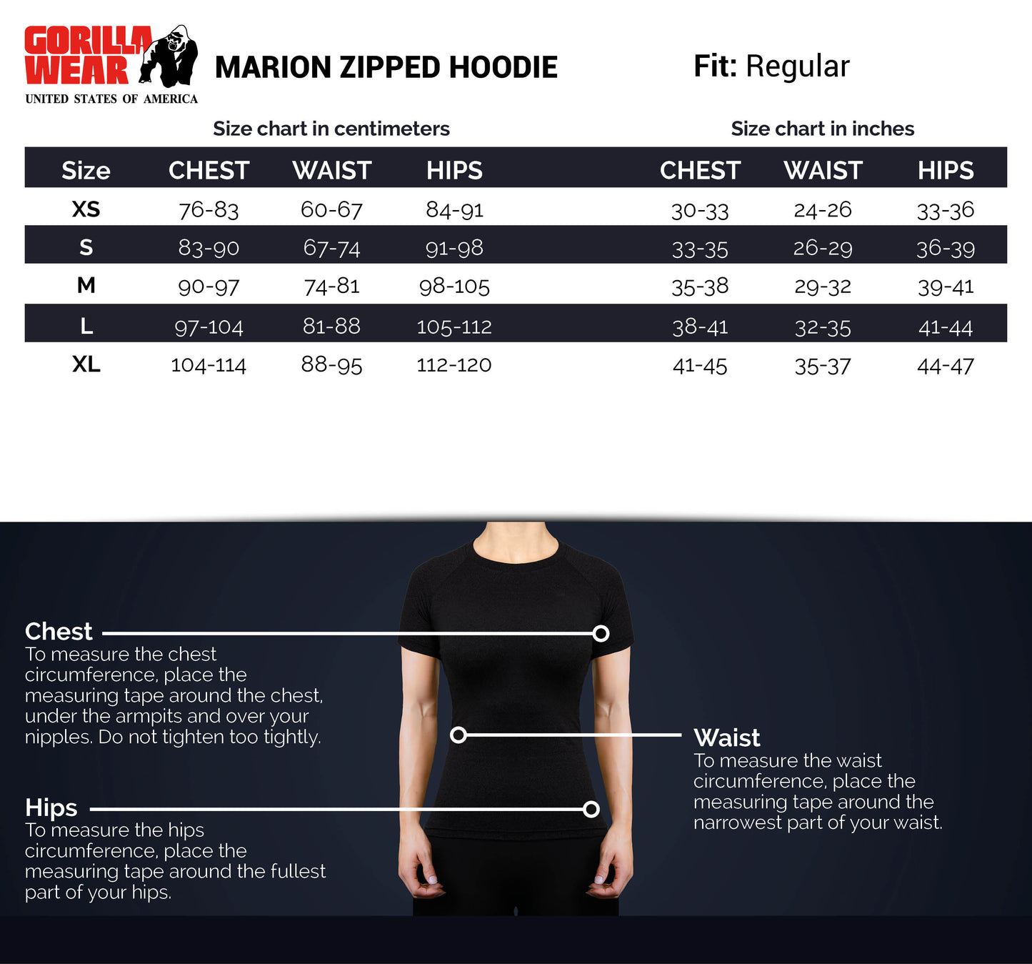 Gorilla Wear Marion Zipped Hoodie, svart