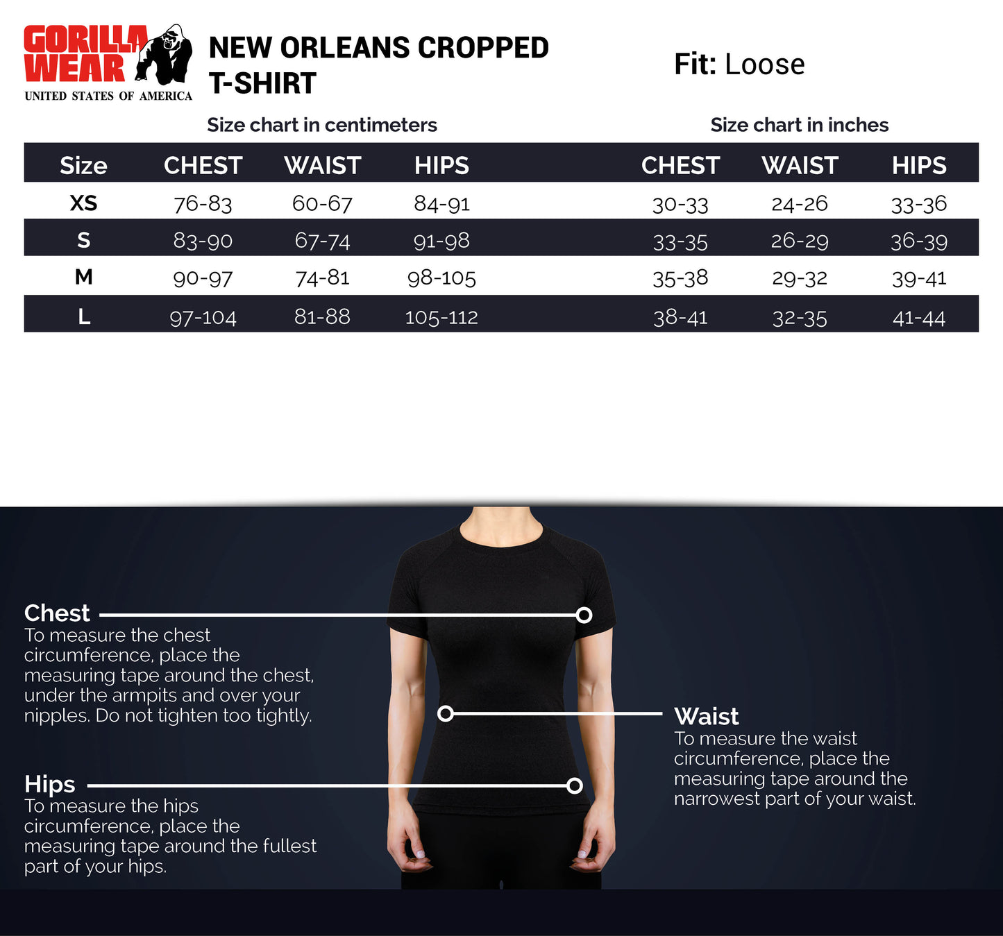 Gorilla Wear New Orleans Cropped T-Shirt, svart