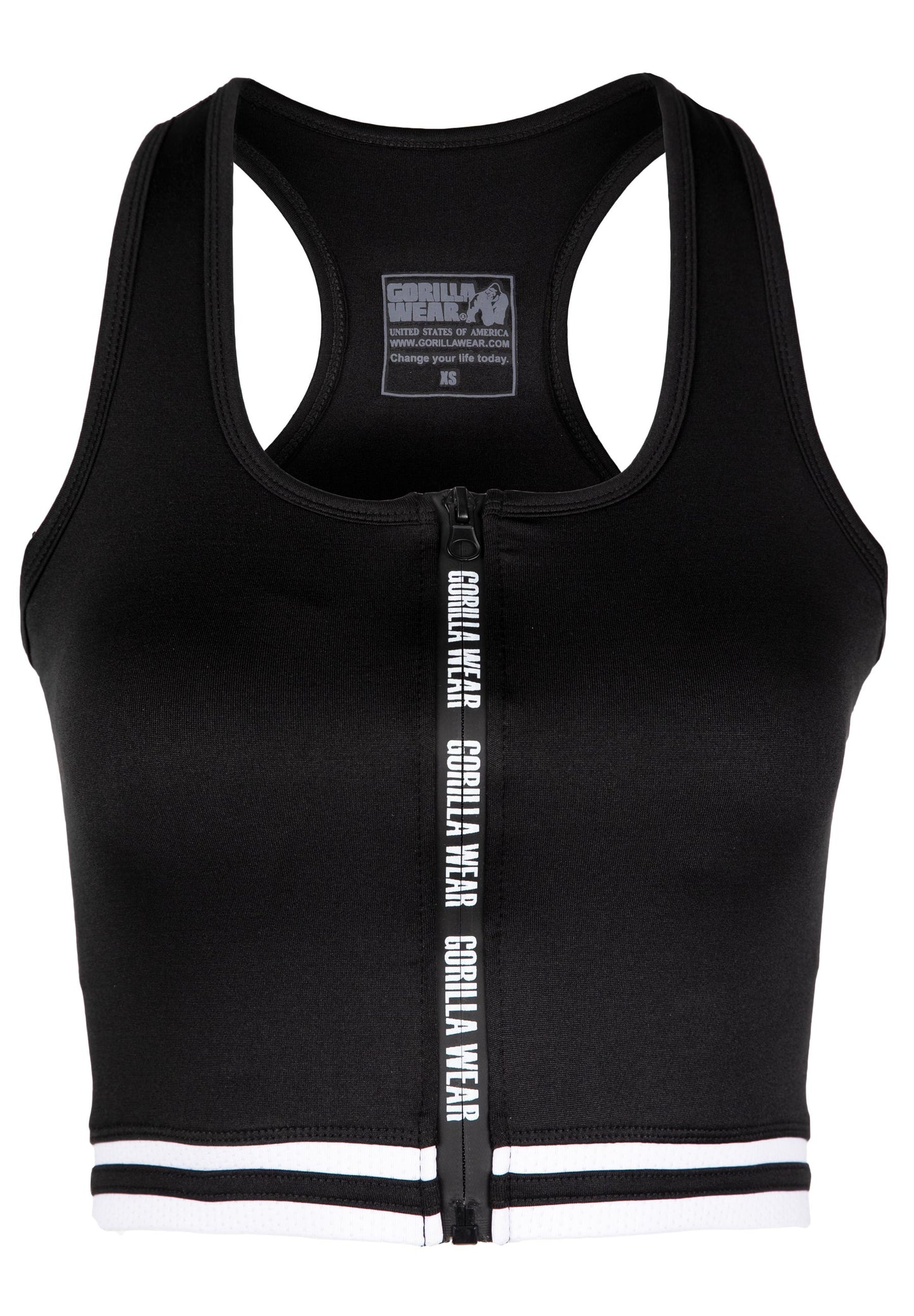Gorilla Wear Mesa Zip Front Crop Top, svart