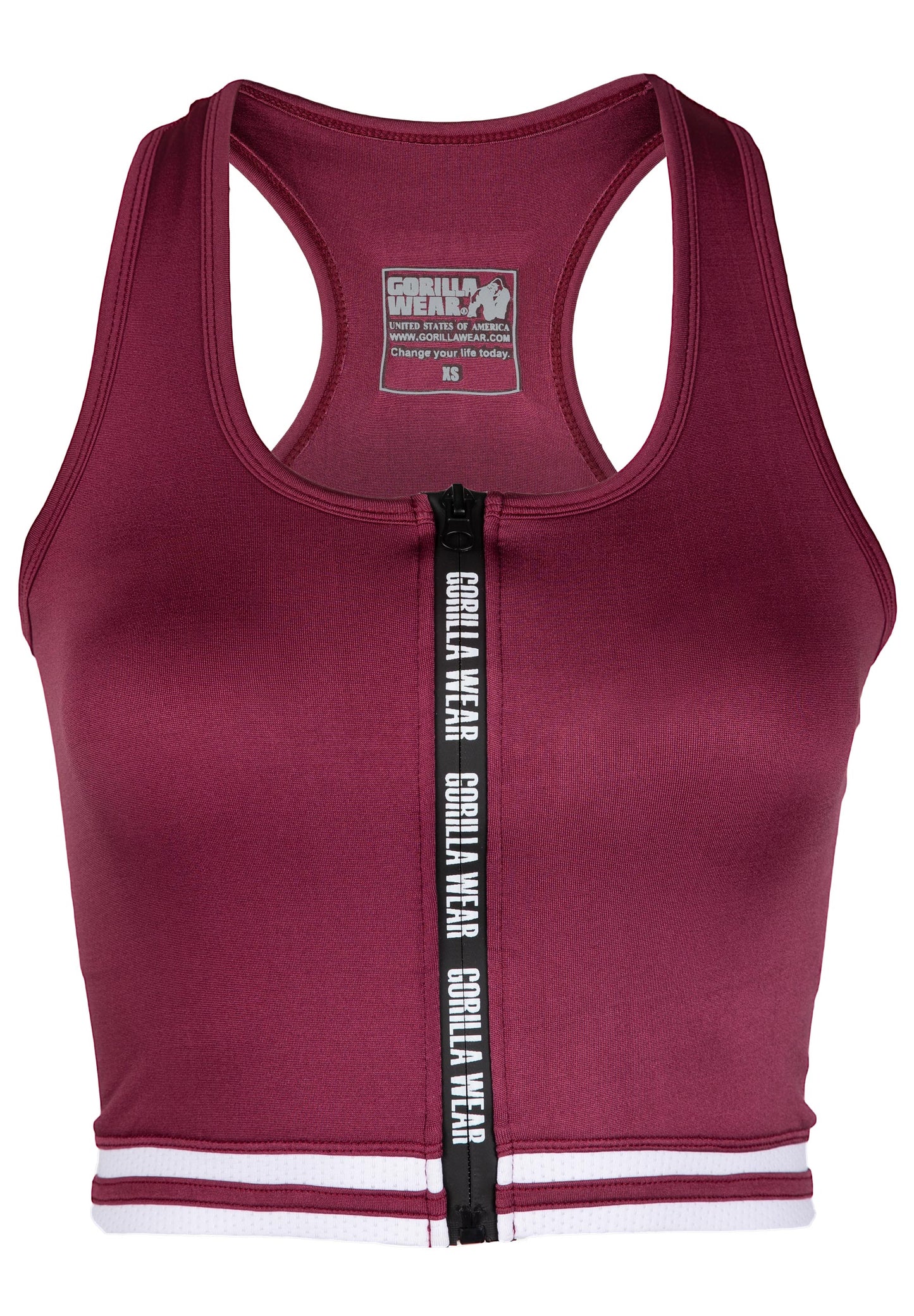 Gorilla Wear Mesa Zip Front Crop Top, röd