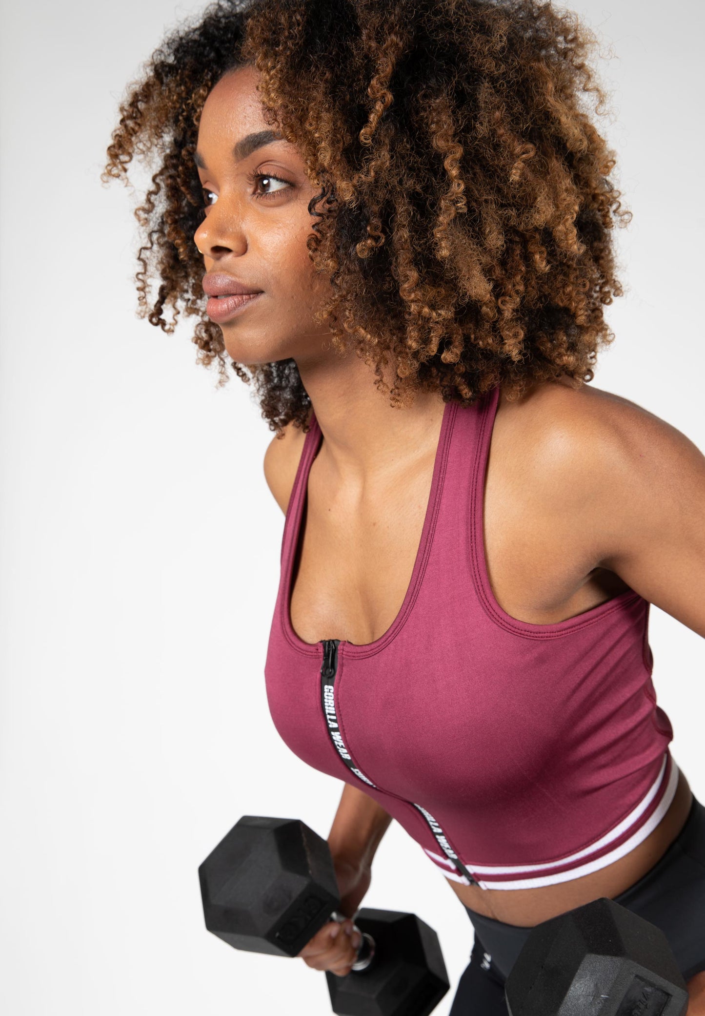 Gorilla Wear Mesa Zip Front Crop Top, röd