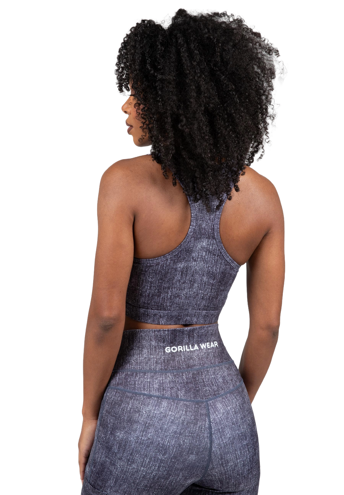 Gorilla Wear-Camilla Zip-Front Sports Bra, blue denim