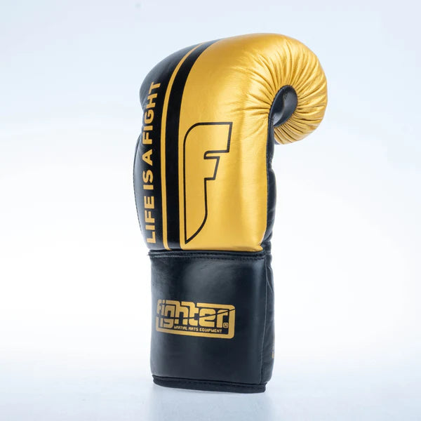 Fighter Boxing Gloves Competition - svart/guld, FBGF-002GL