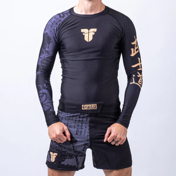 Fighter Rashguard Samurai med långa ärmar - svart/guld