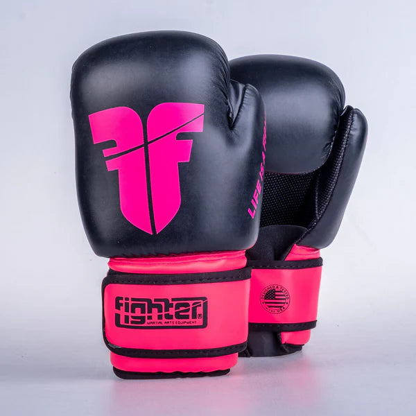 Fighter handskar med öppna händer -svart/rosa