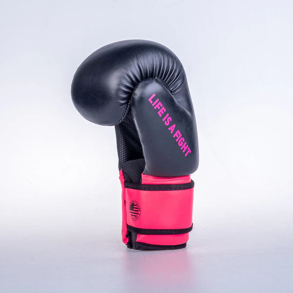 Fighter handskar med öppna händer -svart/rosa