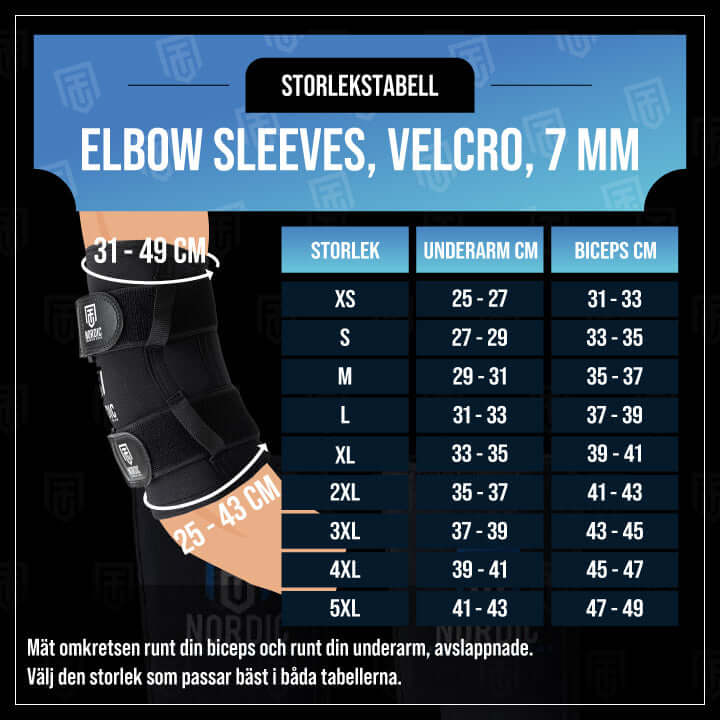 Nordic Training Gear Elbow Sleeves, Velcro, 7 mm