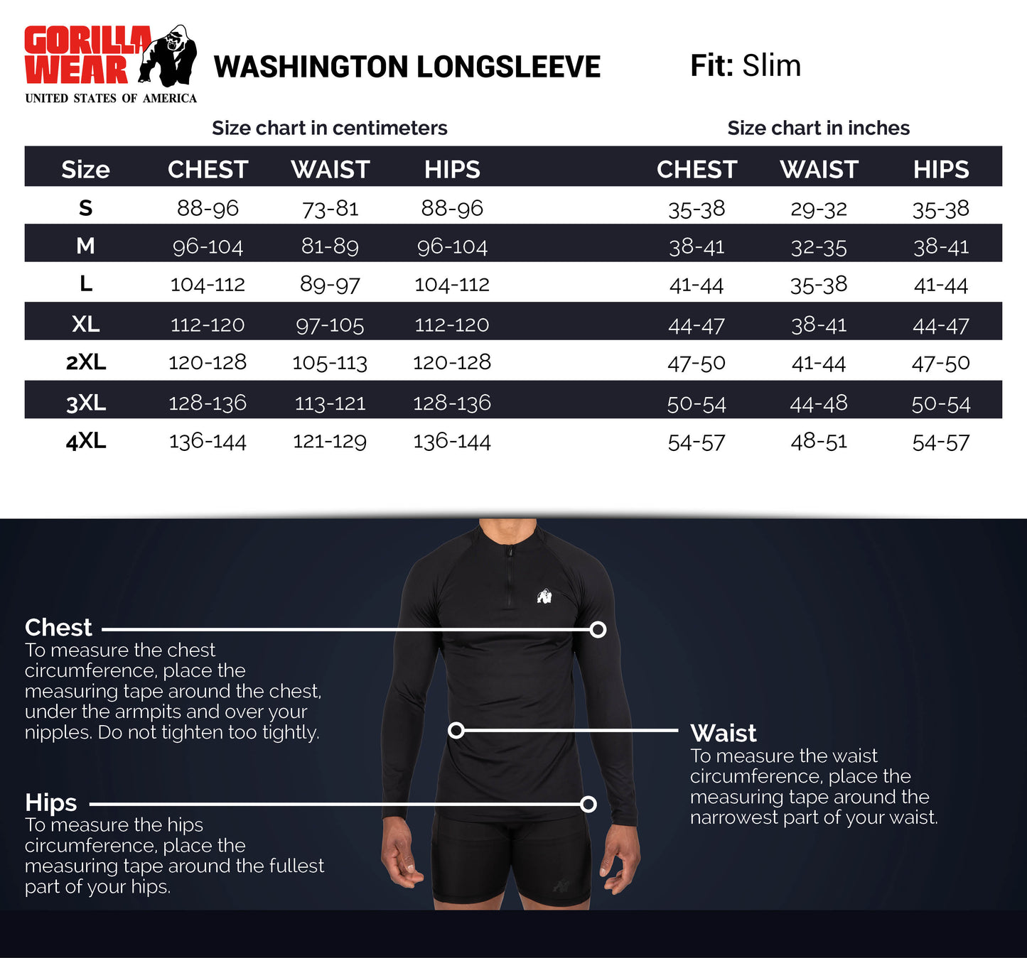 Gorilla Wear Washington Long Sleeve, svart