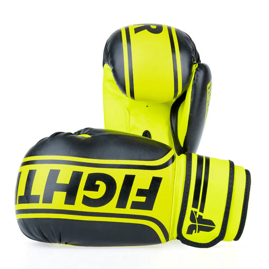 Fighter Boxing Gloves Basic Stripe - neongul/svart