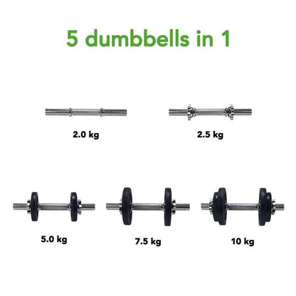 Tunturi Hantelset 10 kg, med 1 stångskruv