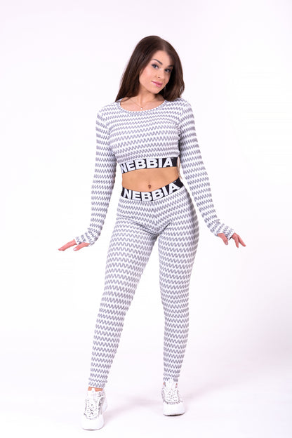 NEBBIA- Boho 3D Pattern Crop Top, ljus grå