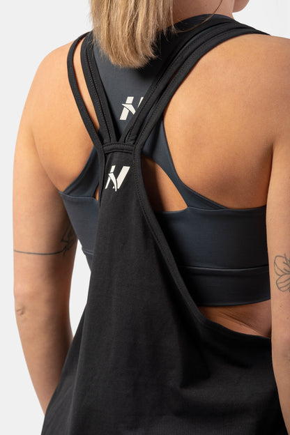NEBBIA Sleeveless Loose Cross Back Tank Top "Feeling Good", svart