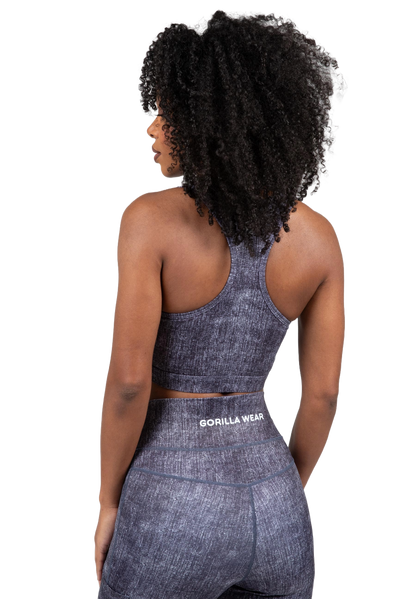 Gorilla Wear Camilla Zip-Front Sports Bra, blue denim