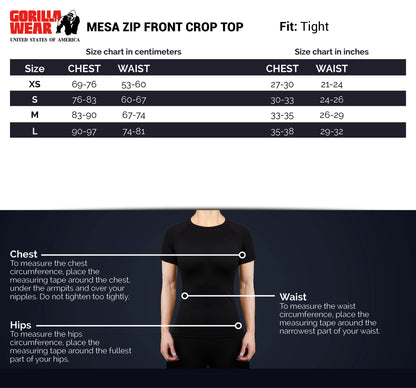 Gorilla Wear Mesa Zip Front Crop Top, blå