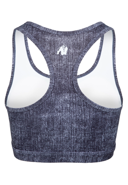 Gorilla Wear Camilla Zip-Front Sports Bra, blue denim