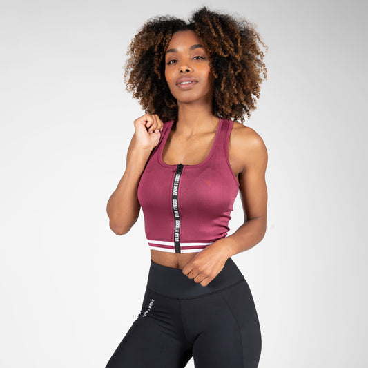Gorilla Wear Mesa Zip Front Crop Top, röd