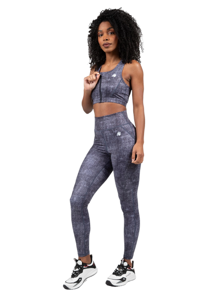 Gorilla Wear-Camilla Zip-Front Sports Bra, blue denim