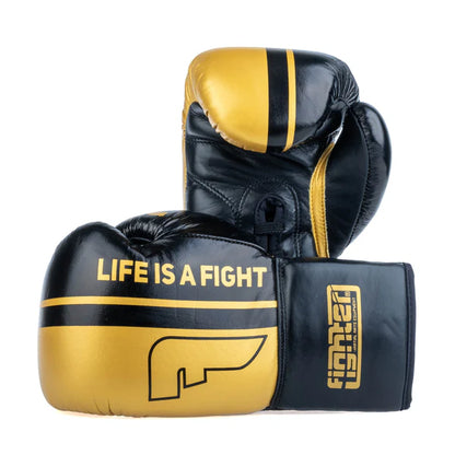 Fighter Boxing Gloves Competition - svart/guld, FBGF-002GL