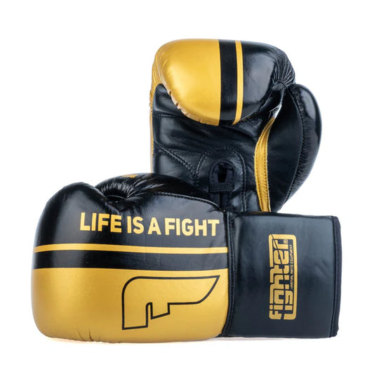 Fighter Boxing Gloves Competition - svart/guld, FBGF-002GL