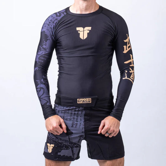Fighter Rashguard Samurai med långa ärmar - svart/guld