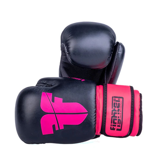 Fighter handskar med öppna händer -svart/rosa