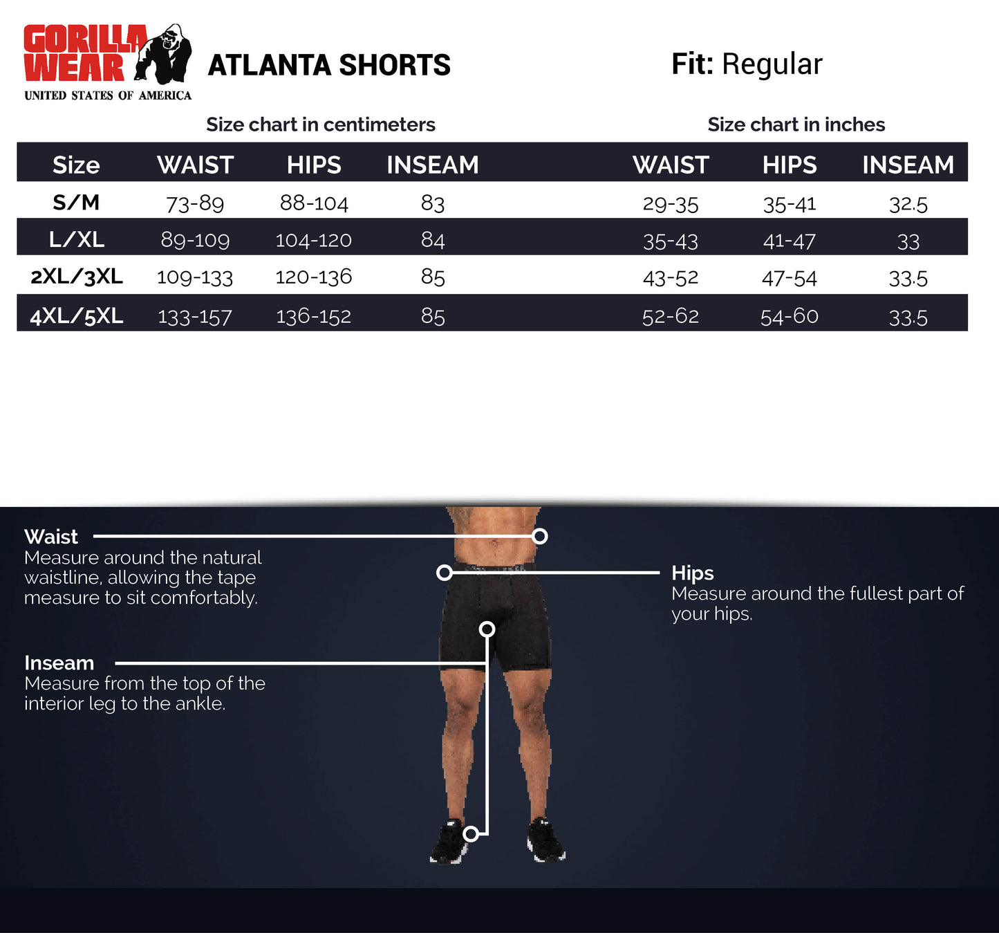 Gorilla Wear -Atlanta Shorts, svart/grå