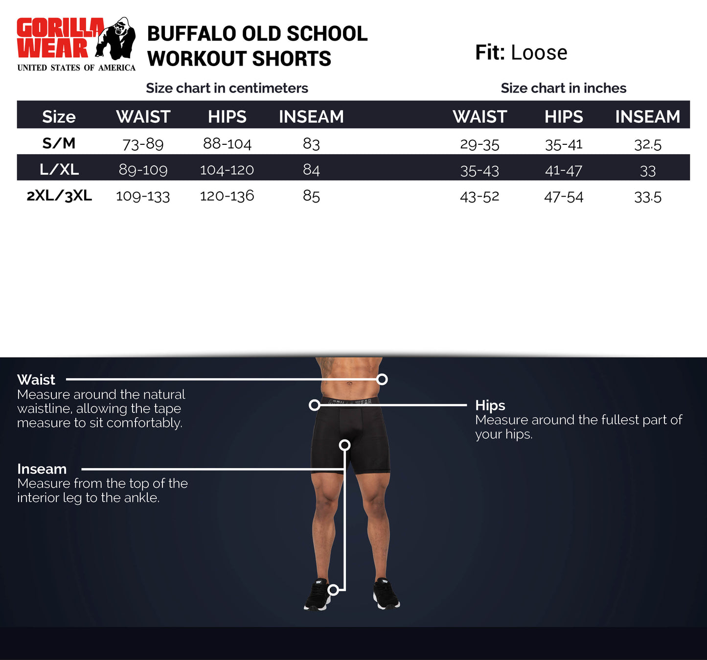 Gorilla Wear- Buffalo Old School Workout Shorts, svart/röd