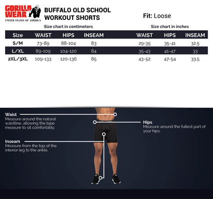 Gorilla Wear- Buffalo Old School Workout Shorts, svart/röd